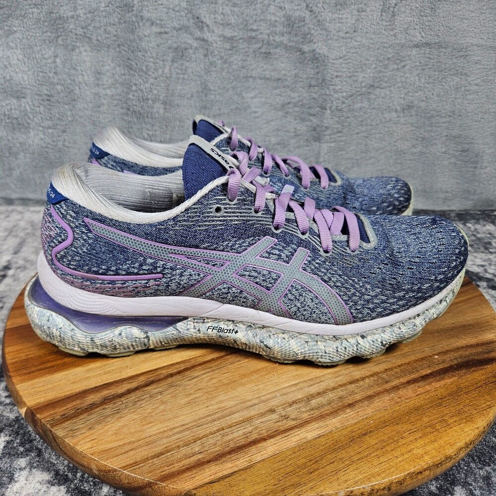 ASICS GEL-Nimbus 24 Shoes Womens 8.5 Purple Speckle Running Sneaker 1012B370